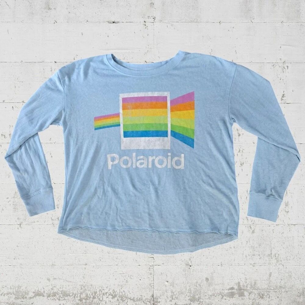 ✨Polaroid Blue Retro Light Crewneck Sz XL Blue Sweatshirt✨ - Picture 6 of 11